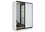 Шкаф Экспресс 2 Широкий 2-х дверный Дуо Зеркало ЛДСП (Чёрный профиль) Белый снег 1800*2200*600
