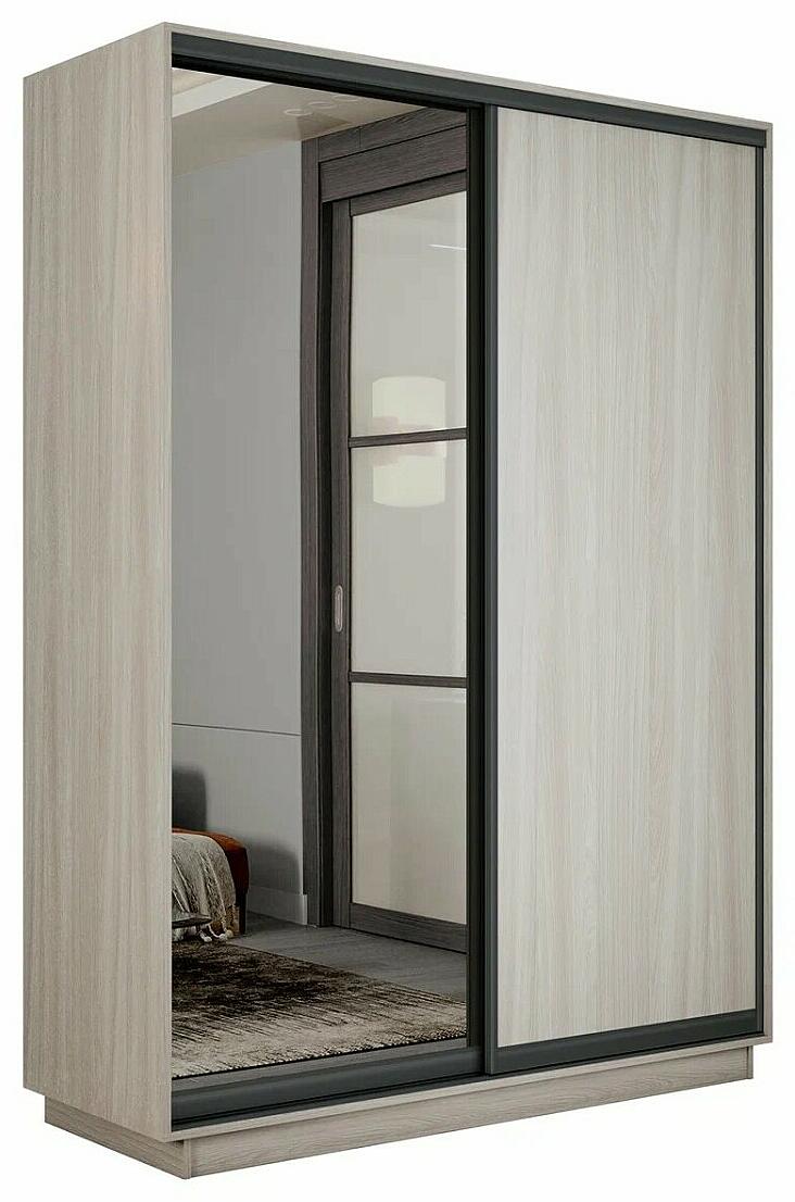 

Шкаф Экспресс 2 Широкий 2-х дверный Дуо Зеркало ЛДСП (Чёрный профиль) Ясень Шимо Светлый 1800*2200*600