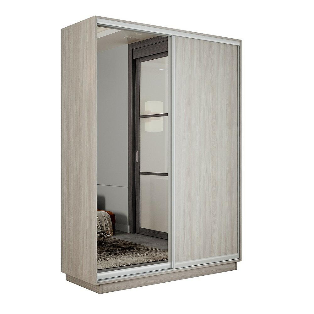 Шкаф Экспресс 2 Широкий 2-х дверный Дуо Зеркало ЛДСП Серебряный профиль Ясень Шимо Светлый 18002400600 44085₽