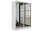 Шкаф Экспресс 2 Широкий 2-х дверный Дуо Зеркало (Серебряный профиль) Белый снег 1800*2400*450