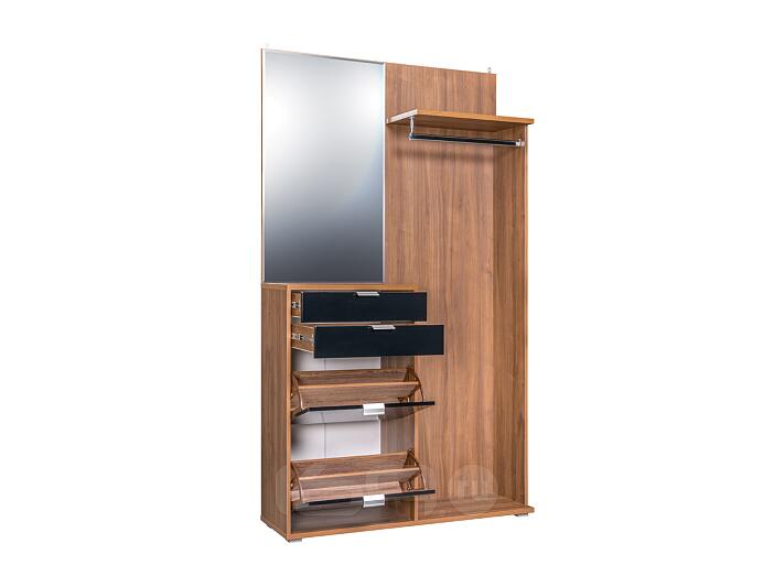 Шкаф многоцелевого назначения 10.21 Нэкст Орех селект каминный/Черный глянец