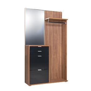 Шкаф многоцелевого назначения 10.21 Нэкст Орех селект каминный/Черный глянец