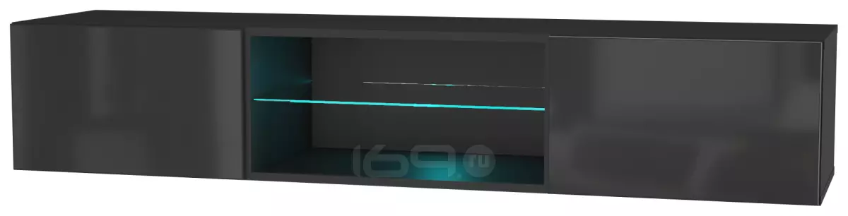 Шкаф навесной POINT ТИП-33 Чёрный/Чёрный глянец 71774447