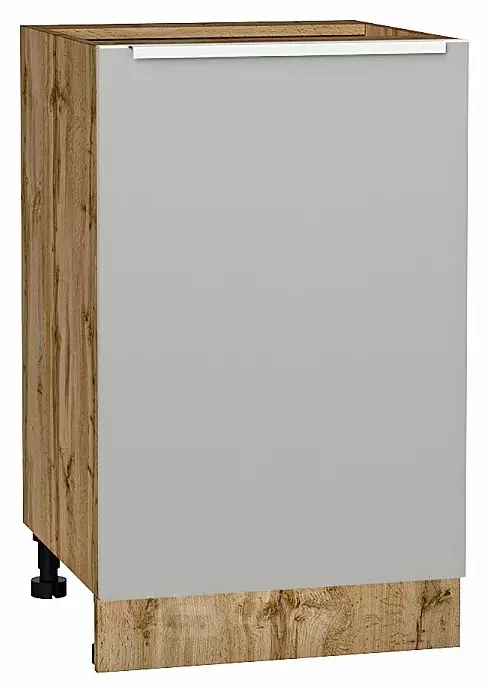 Шкаф нижний с 1-ой дверцей Фьюжн Silky Light Grey  Дуб Вотан 816*500*480