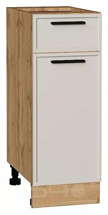Шкаф нижний с 1-ой дверцей и ящиком Фрейм Cream Silk Дуб Вотан 816*300*484