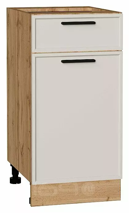 Шкаф нижний с 1-ой дверцей и ящиком Фрейм Cream Silk Дуб Вотан 816*400*484