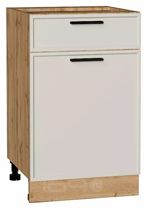 Шкаф нижний с 1-ой дверцей и ящиком Фрейм Cream Silk Дуб Вотан 816*500*484