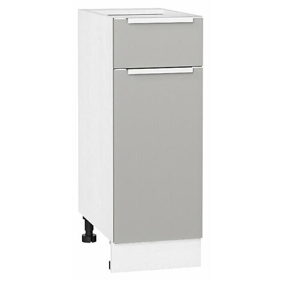 Шкаф нижний с 1-ой дверцей и ящиком Фьюжн Silky Light Grey  Белый 816*300*480