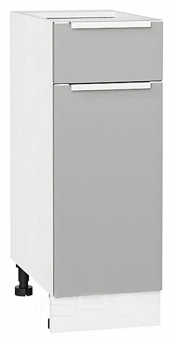 Шкаф нижний с 1-ой дверцей и ящиком Фьюжн Silky Light Grey  Белый 816*300*480