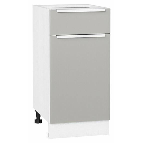 Шкаф нижний с 1-ой дверцей и ящиком Фьюжн Silky Light Grey  Белый 816*400*480