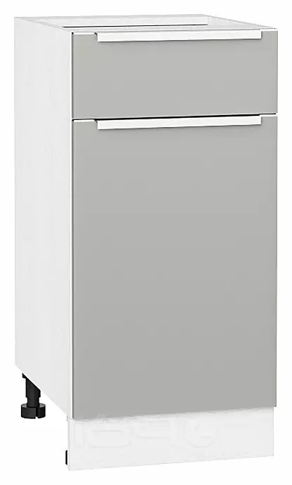 Шкаф нижний с 1-ой дверцей и ящиком Фьюжн Silky Light Grey  Белый 816*400*480