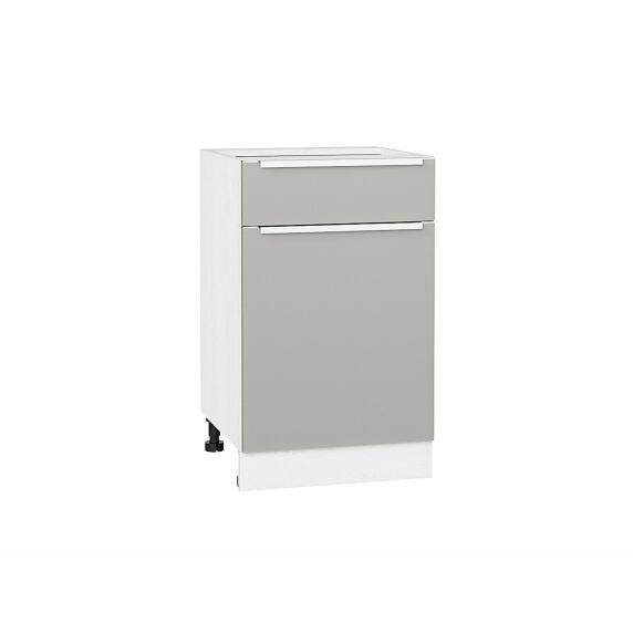 Шкаф нижний с 1-ой дверцей и ящиком Фьюжн Silky Light Grey  Белый 816*500*480