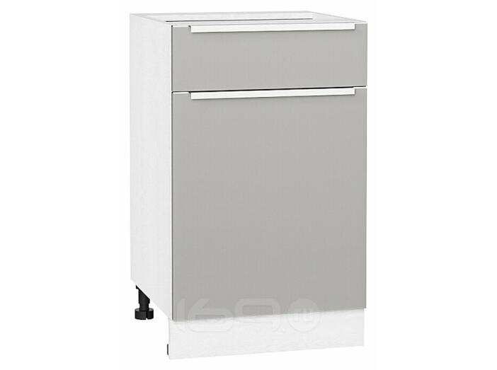 Шкаф нижний с 1-ой дверцей и ящиком Фьюжн Silky Light Grey  Белый 816*500*480