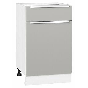 Шкаф нижний с 1-ой дверцей и ящиком Фьюжн Silky Light Grey  Белый 816*500*480