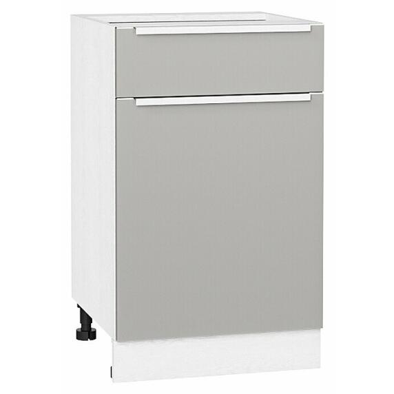 Шкаф нижний с 1-ой дверцей и ящиком Фьюжн Silky Light Grey  Белый 816*500*480