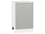 Шкаф нижний с 1-ой дверцей и ящиком Фьюжн Silky Light Grey Белый 816*500*480