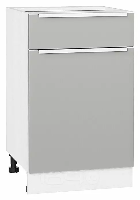 Шкаф нижний с 1-ой дверцей и ящиком Фьюжн Silky Light Grey  Белый 816*500*480