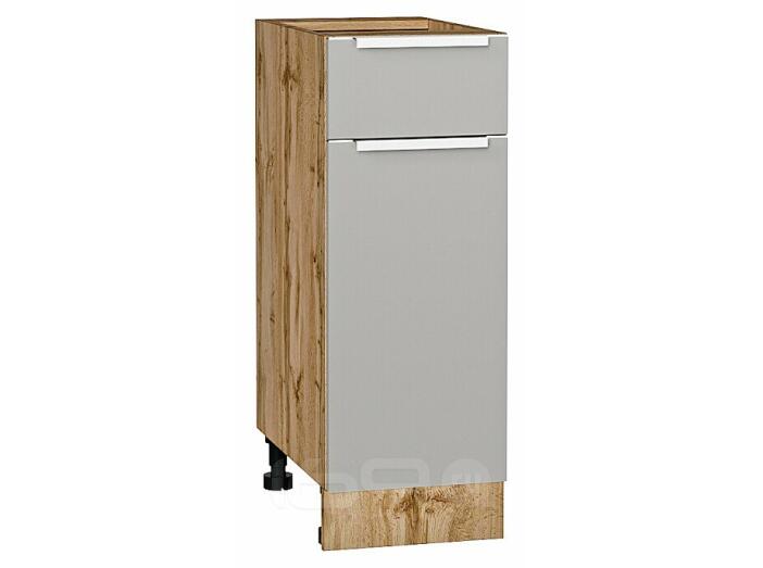 Шкаф нижний с 1-ой дверцей и ящиком Фьюжн Silky Light Grey  Дуб Вотан 816*300*480