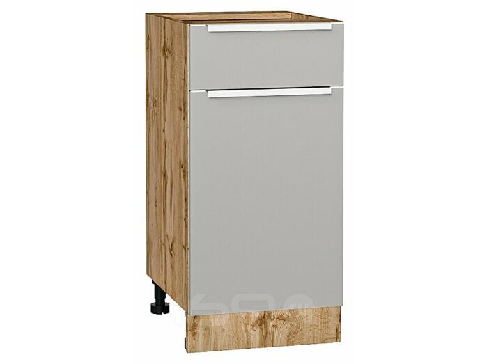 Шкаф нижний с 1-ой дверцей и ящиком Фьюжн Silky Light Grey  Дуб Вотан 816*400*480