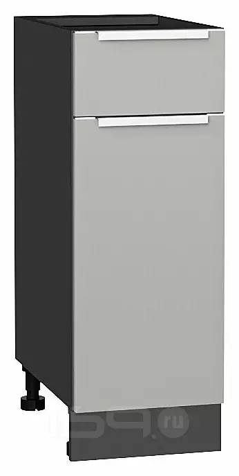 Шкаф нижний с 1-ой дверцей и ящиком Фьюжн Silky Light Grey  Graphite 816*300*480