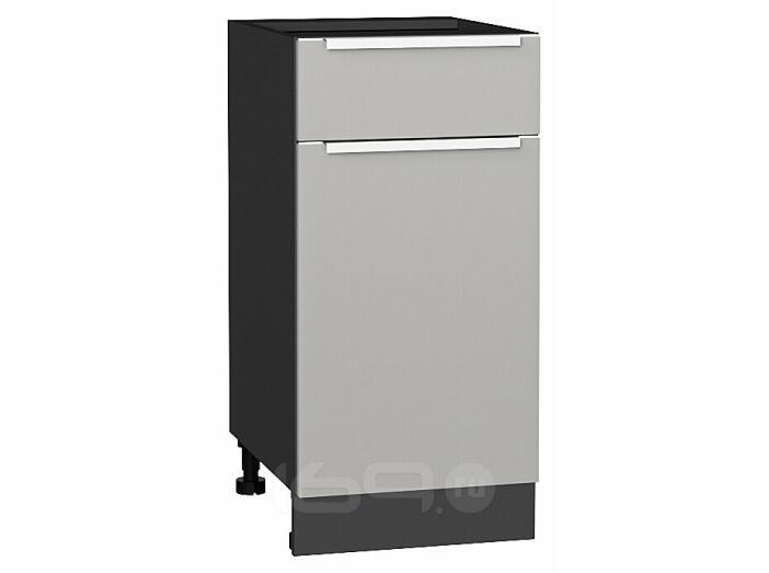 Шкаф нижний с 1-ой дверцей и ящиком Фьюжн Silky Light Grey  Graphite 816*400*480