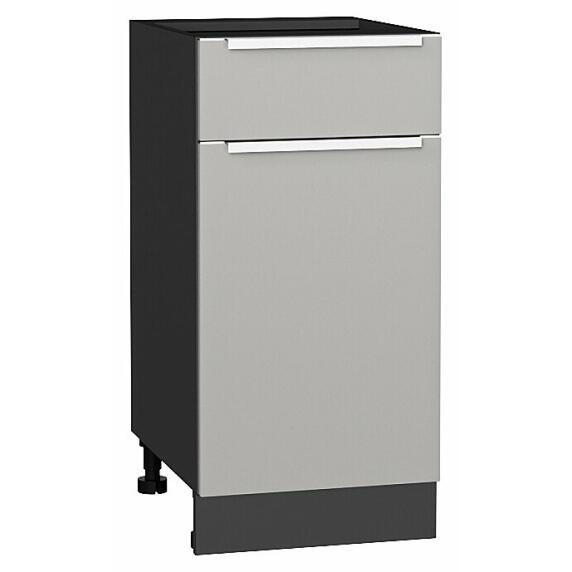 Шкаф нижний с 1-ой дверцей и ящиком Фьюжн Silky Light Grey  Graphite 816*400*480