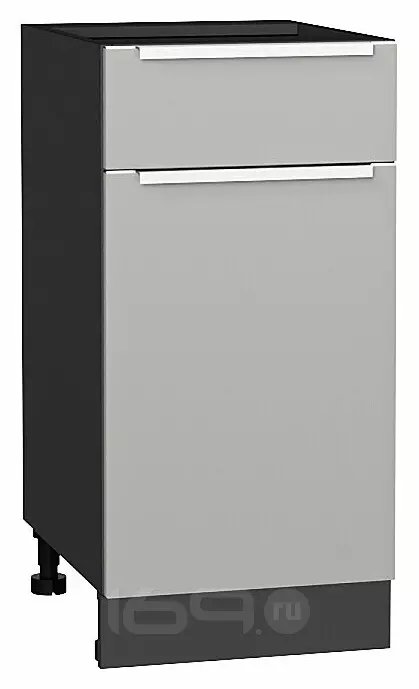 Шкаф нижний с 1-ой дверцей и ящиком Фьюжн Silky Light Grey  Graphite 816*400*480