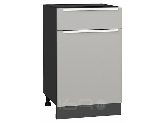 Шкаф нижний с 1-ой дверцей и ящиком Фьюжн Silky Light Grey  Graphite 816*500*480