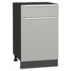 Шкаф нижний с 1-ой дверцей и ящиком Фьюжн Silky Light Grey  Graphite 816*500*480
