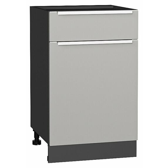 Шкаф нижний с 1-ой дверцей и ящиком Фьюжн Silky Light Grey  Graphite 816*500*480