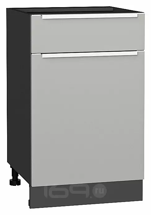 Шкаф нижний с 1-ой дверцей и ящиком Фьюжн Silky Light Grey Graphite 816*500*480