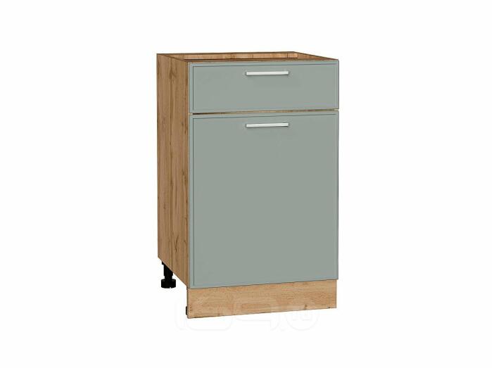 Шкаф нижний с 1-ой дверцей и ящиком Квадро Аквамарин/Дуб Вотан 816*500*481