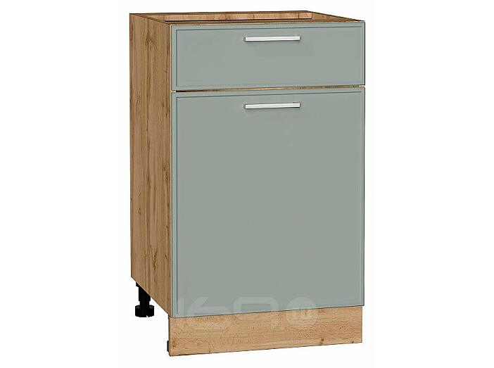 Шкаф нижний с 1-ой дверцей и ящиком Квадро Аквамарин/Дуб Вотан 816*500*481