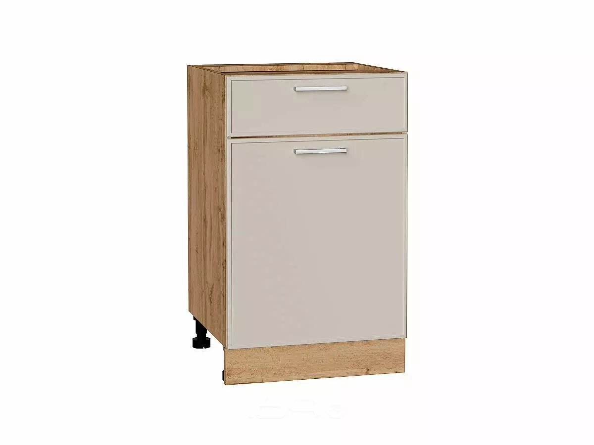 Шкаф нижний с 1-ой дверцей и ящиком Квадро Кашемир/Дуб Вотан 816*500*481