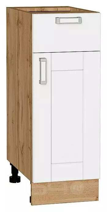 Шкаф нижний с 1-ой дверцей и ящиком Лофт White Silk/Дуб Вотан 816*300*480