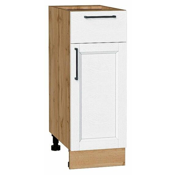 Шкаф нижний с 1-ой дверцей и ящиком Сканди White Silkwood/Дуб Вотан 816*300*480