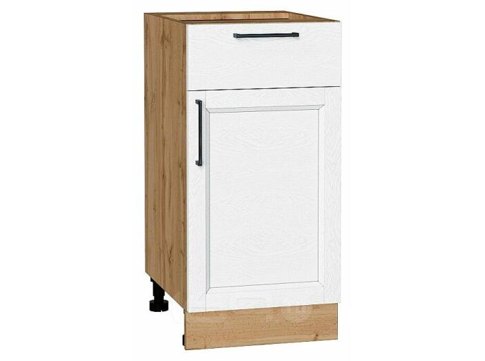 Шкаф нижний с 1-ой дверцей и ящиком Сканди White Silkwood/Дуб Вотан 816*400*480