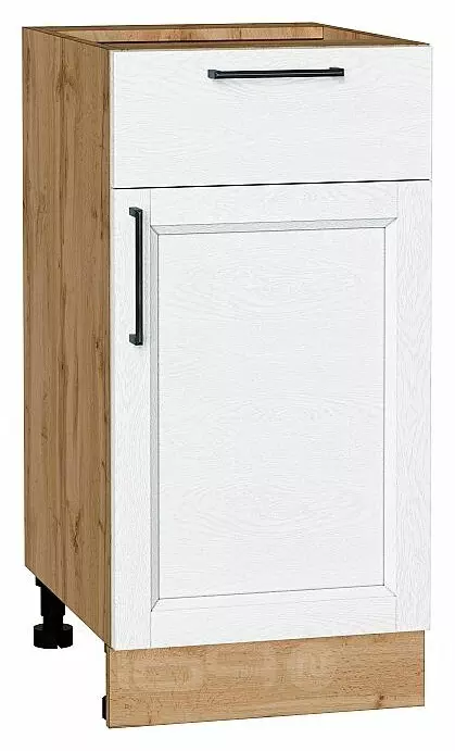 Шкаф нижний с 1-ой дверцей и ящиком Сканди White Silkwood/Дуб Вотан 816*400*480