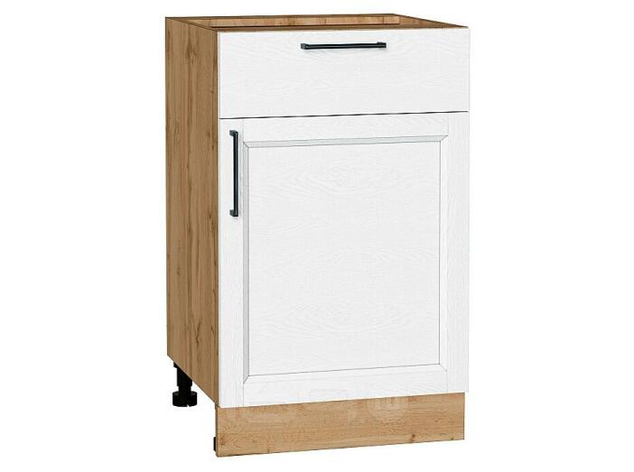 Шкаф нижний с 1-ой дверцей и ящиком Сканди White Silkwood/Дуб Вотан 816*500*480