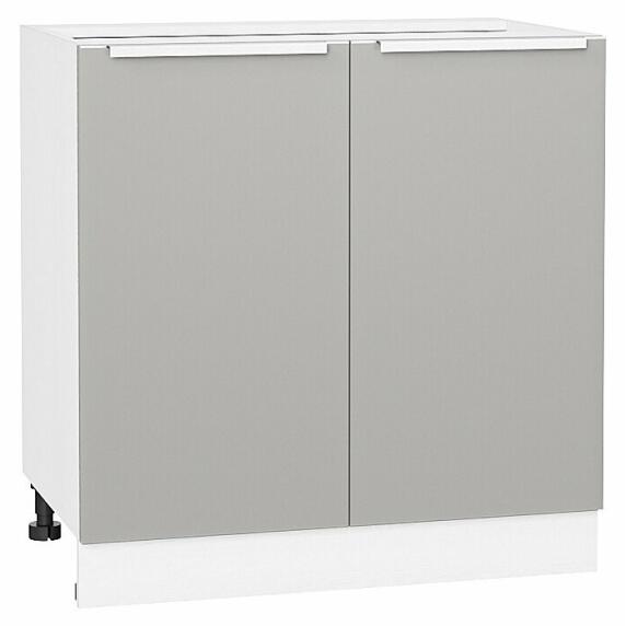 Шкаф нижний с 2-мя дверцами Фьюжн Silky Light Grey  Белый 816*800*480