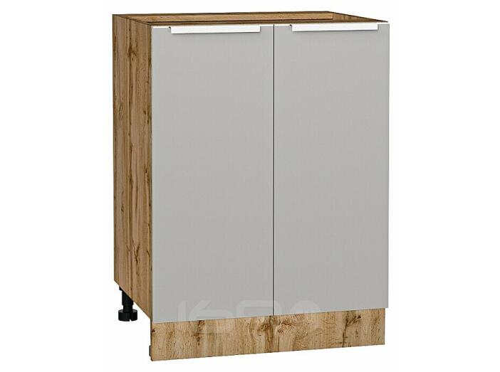 Шкаф нижний с 2-мя дверцами Фьюжн Silky Light Grey  Дуб Вотан 816*600*480