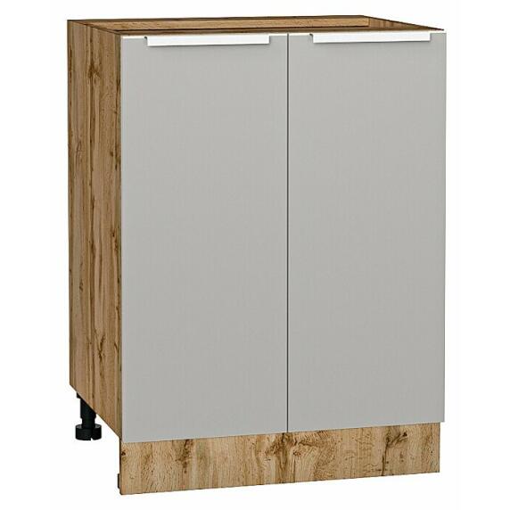 Шкаф нижний с 2-мя дверцами Фьюжн Silky Light Grey  Дуб Вотан 816*600*480