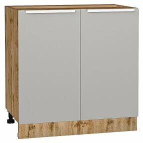 Шкаф нижний с 2-мя дверцами Фьюжн Silky Light Grey  Дуб Вотан 816*800*480