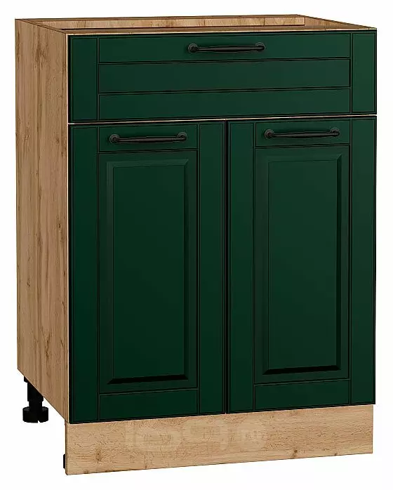Шкаф нижний с 2-мя дверцами и ящиком Дублин Special Green/Дуб Вотан 816*600*478