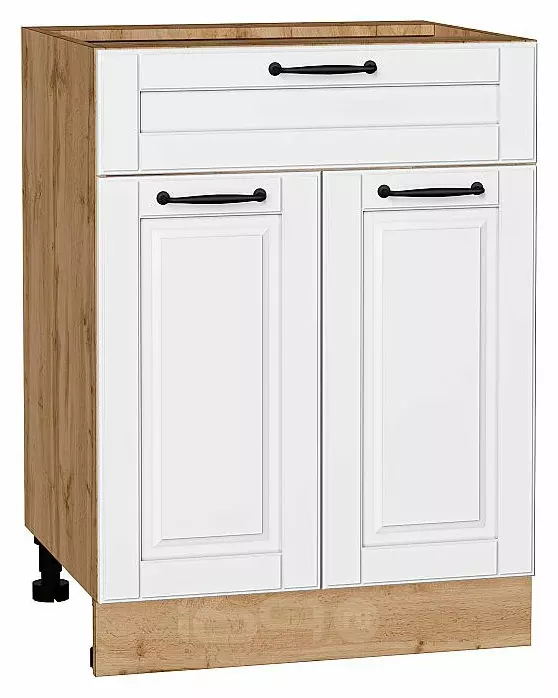 Шкаф нижний с 2-мя дверцами и ящиком Дублин Special White/Дуб Вотан 816*600*478