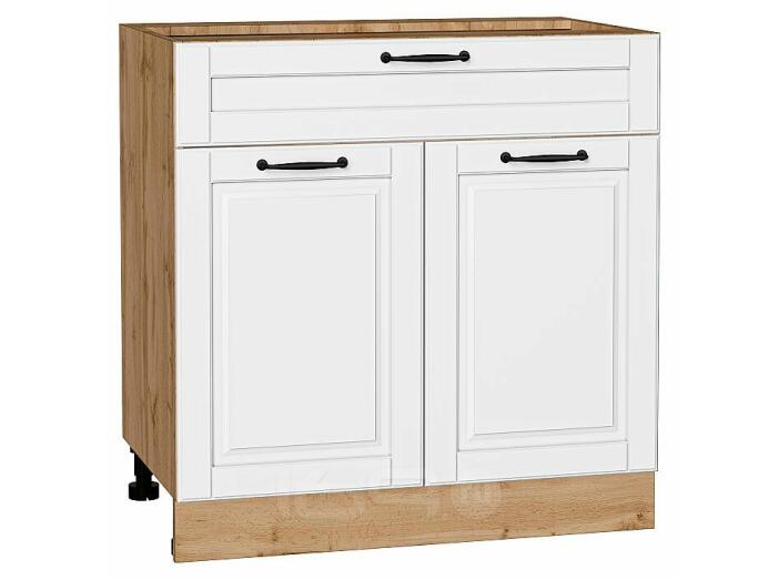 Шкаф нижний с 2-мя дверцами и ящиком Дублин Special White/Дуб Вотан 816*800*478