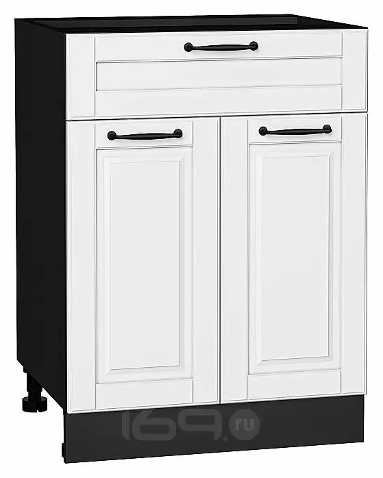 Шкаф нижний с 2-мя дверцами и ящиком Дублин Special White/Graphite 816*600*478