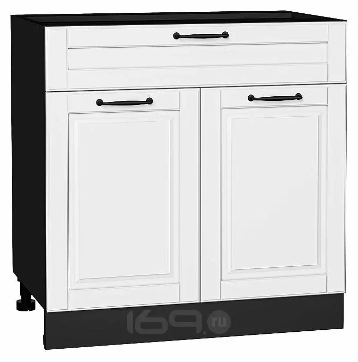 Шкаф нижний с 2-мя дверцами и ящиком Дублин Special White/Graphite 816*800*478