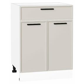 Шкаф нижний с 2-мя дверцами и ящиком Фрейм Cream Silk Белый 816*600*484