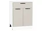 Шкаф нижний с 2-мя дверцами и ящиком Фрейм Cream Silk Белый 816*600*484
